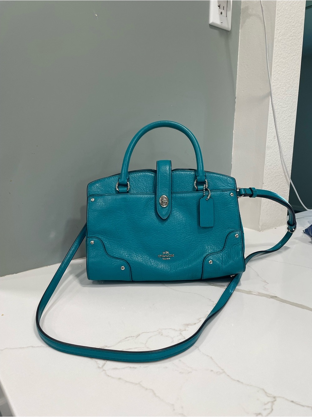 Coach bag Teal Leather Crossbody Satchel